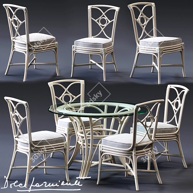 Luxury Dolcefarniente ORTENSIA Chair & IRENE Table 3D model image 1