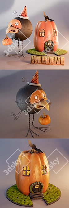 Spooky Halloween Decor Set 3D model image 2