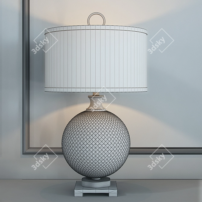 Catalan Polished Nickel Cage Table Lamp 3D model image 2