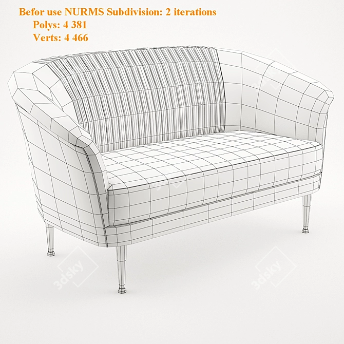 Lupino Twin Seat Sofa: Elegant Comfort 3D model image 3