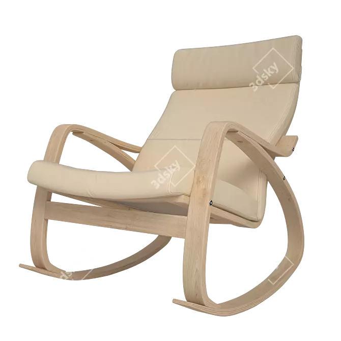 Elegant Rocking Chair in Light Beige 3D model image 1