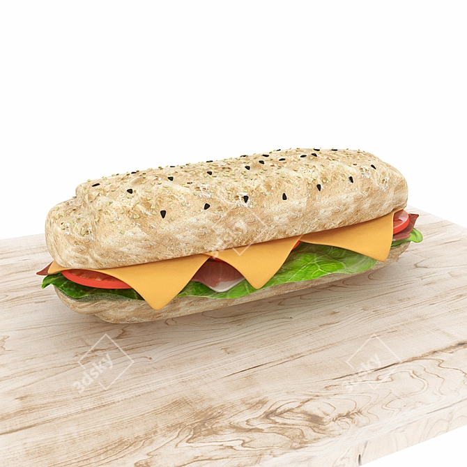 Delicious Sandwich - Savory and Satisfying 3D model image 1