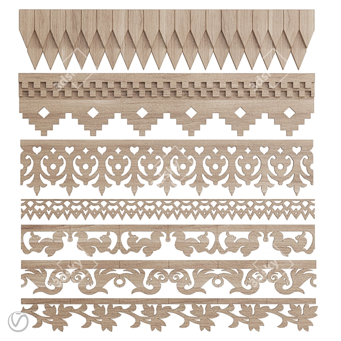 Elegance in Carved Design: Platband Set 3D model image 1