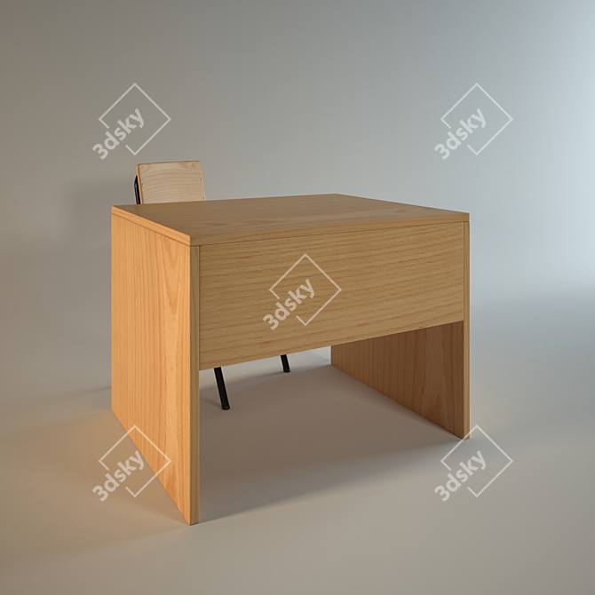 Classroom Study Table Chair 3D model image 2