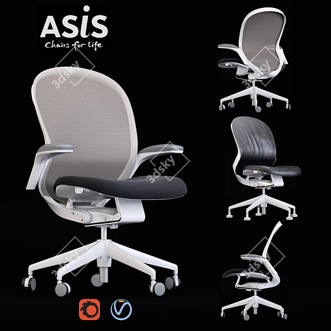 ASIS FOLLOW Mesh Rolling Chair 3D model image 1