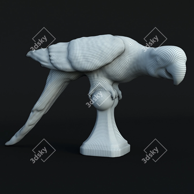 Colorful Porcelain Ara Parrot Statue 3D model image 3