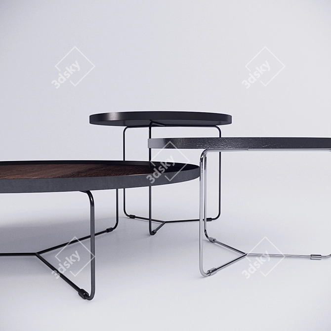 Sleek Steel Coffee Table with Multiple Top Finishes 3D model image 2