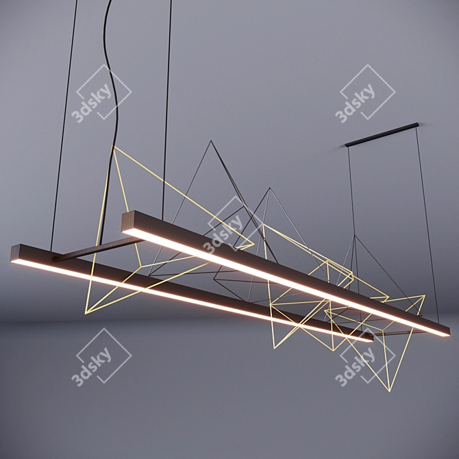 Title: Wire Pyramid Pendant Lamp 3D model image 1