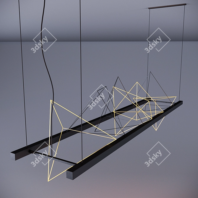 Title: Wire Pyramid Pendant Lamp 3D model image 3