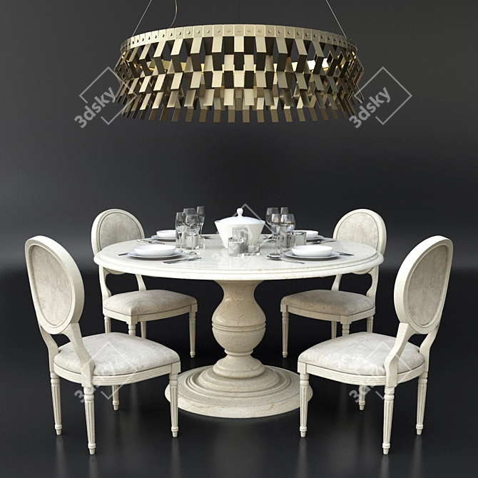 Austin & Tudor Dining Set 3D model image 1