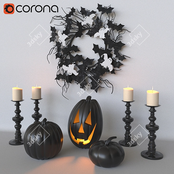 Haunted Halloween Decor Set 3D model image 1