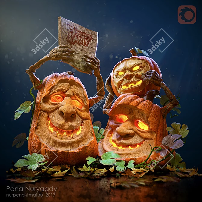 Spooky Pumpkin Halloween Party 3D model image 1