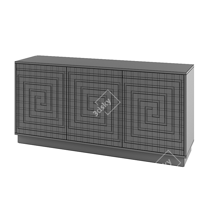Greek Key Three-Door Sideboard: Elegant Storage Solution 3D model image 2