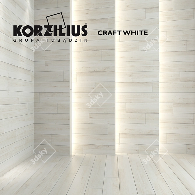 Korzilius Craft White - Premium Wood Textured Flooring 3D model image 1