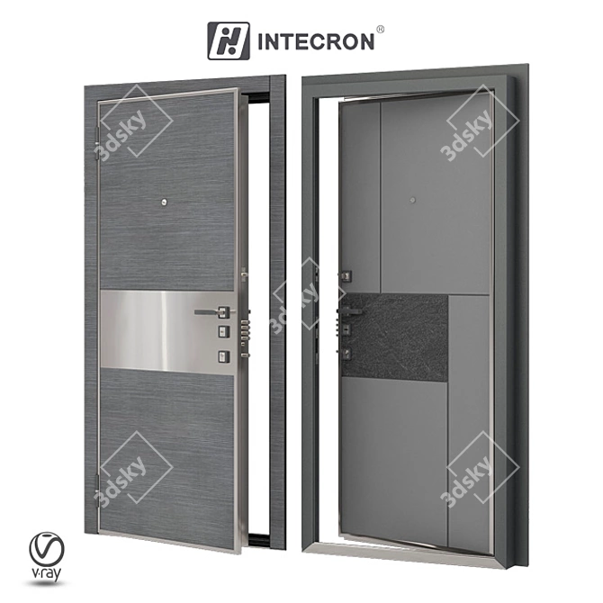 Vitalia: Steel Door with Stainless Steel Insert 3D model image 1