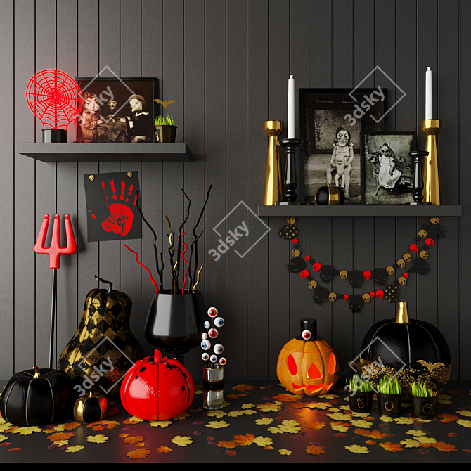 Spooky Halloween Decor Set 3D model image 1