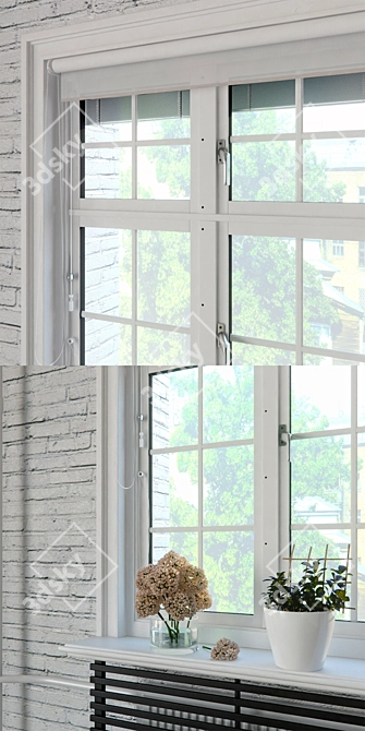 Scandinavian Style Triple Windows 3D model image 2