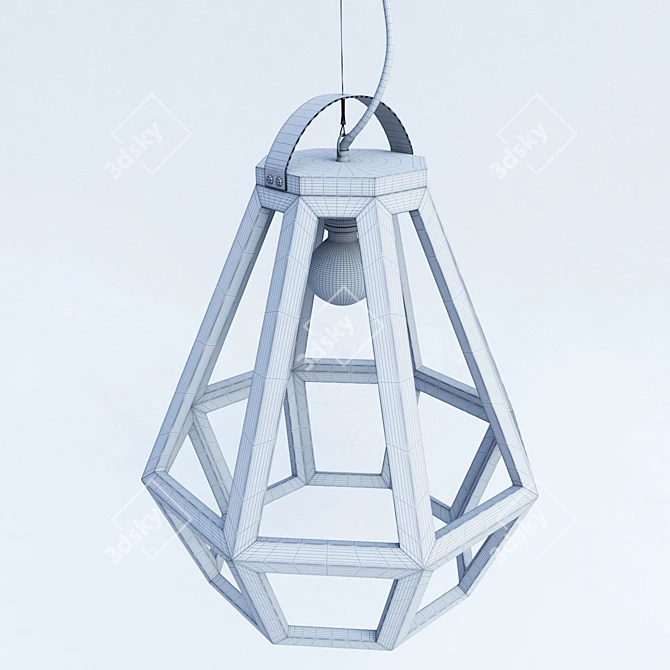 Title: ZUID Eikenhouten Koperen Geometrische Lamp 3D model image 3