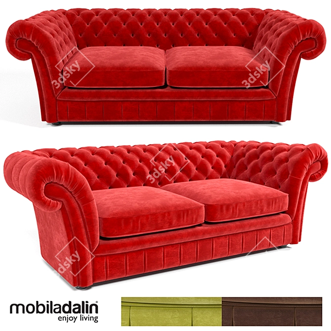 Elegant Divan London Chesterfield 3D model image 1