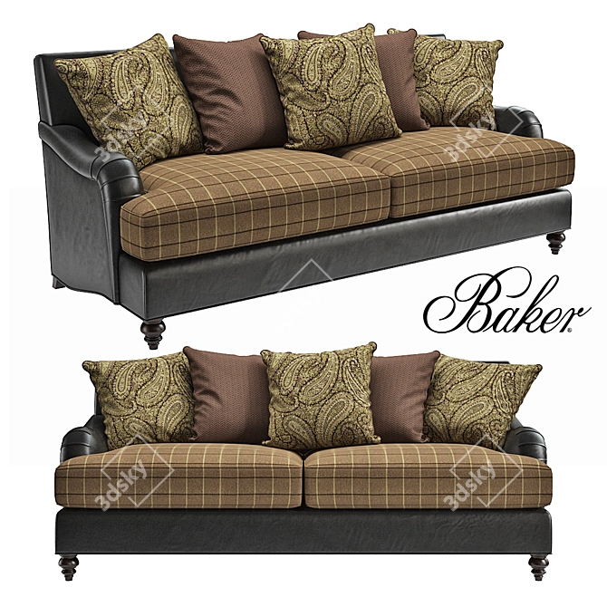 Baker Elements Mid-Size Sofa: Elegant Comfort and Style 3D model image 1