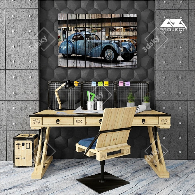 Industrial Pallet Workspace 3D model image 1