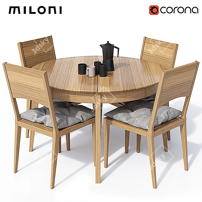 Elegant Scandinavian Miloni Set 3D model image 1