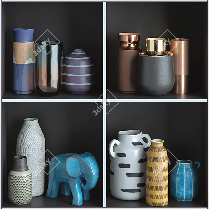 11-Piece Decor Set - Corona/Vray Materials & Multiple File Formats 3D model image 1