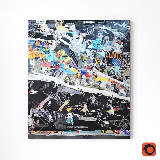 Mixed Media Collage Wall Art 3D model image 1