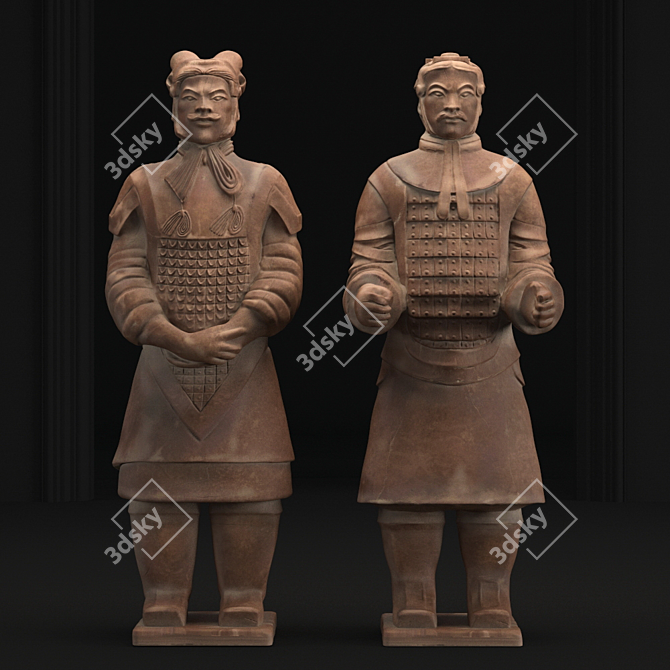 Title: Terracotta Army Soldiers Sculpture

Description (translated): Sculptures of officers and generals from the Terracotta Army. Replicas 3D model image 1