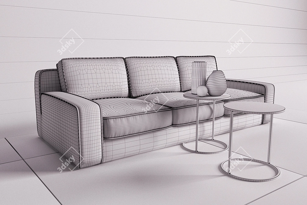 Elegant Meridiani Hector Sofa 3D model image 3