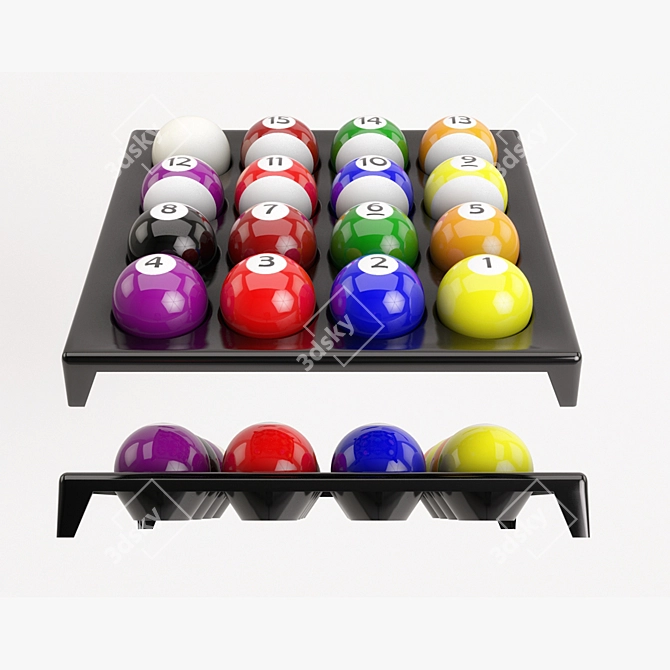 Polygons Pool Balls Set 3D model image 2