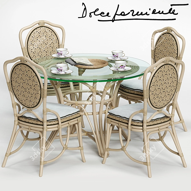Luxury Comfort: Dolcefarniente DAISY Chair and IRENE Table 3D model image 1