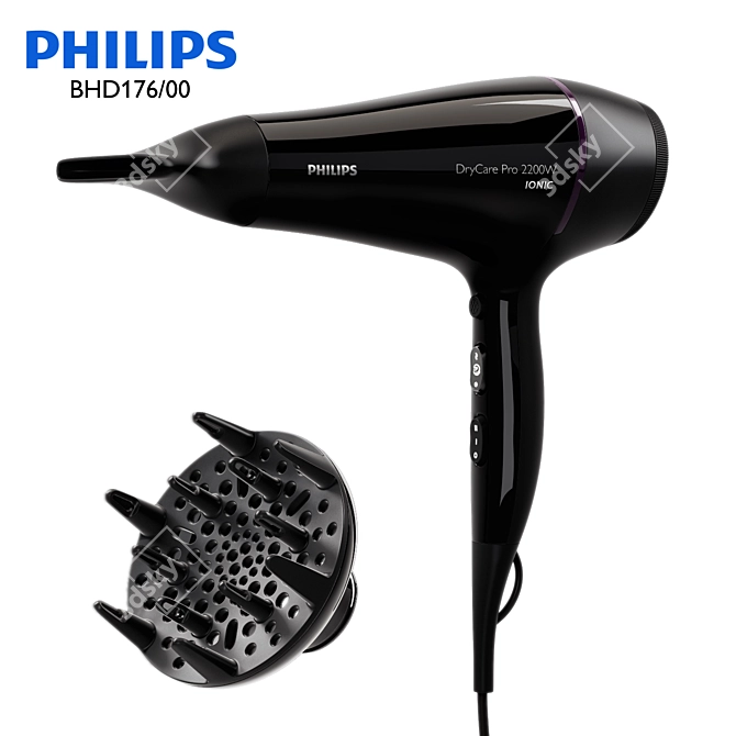 Powerful Hairdryer with ThermoProtect Technology 3D model image 1