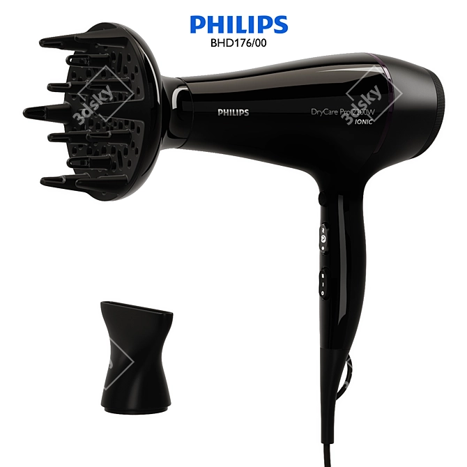 Powerful Hairdryer with ThermoProtect Technology 3D model image 2