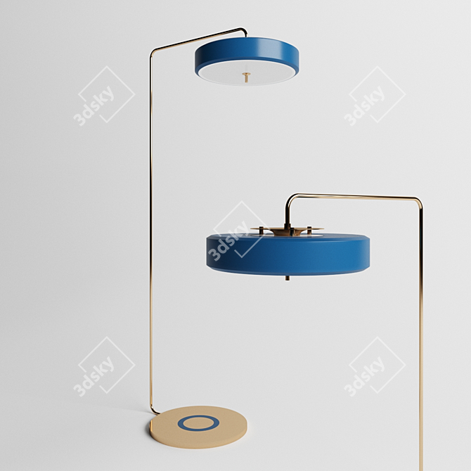 Sleek Brass Revolve Floor Lamp 3D model image 1