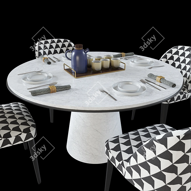 Owen Table & Odette Chair Set 3D model image 2