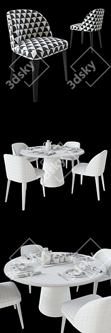 Owen Table & Odette Chair Set 3D model image 3