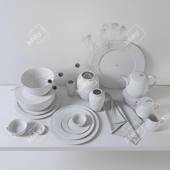 Title: Broste Nordic Coal Ceramics Set 3D model image 3