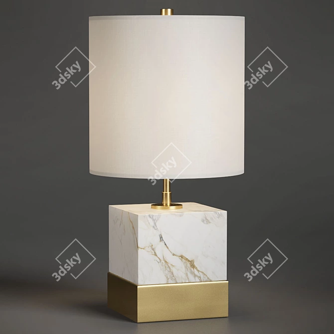 Marble Brass Accent Table Lamp 3D model image 1