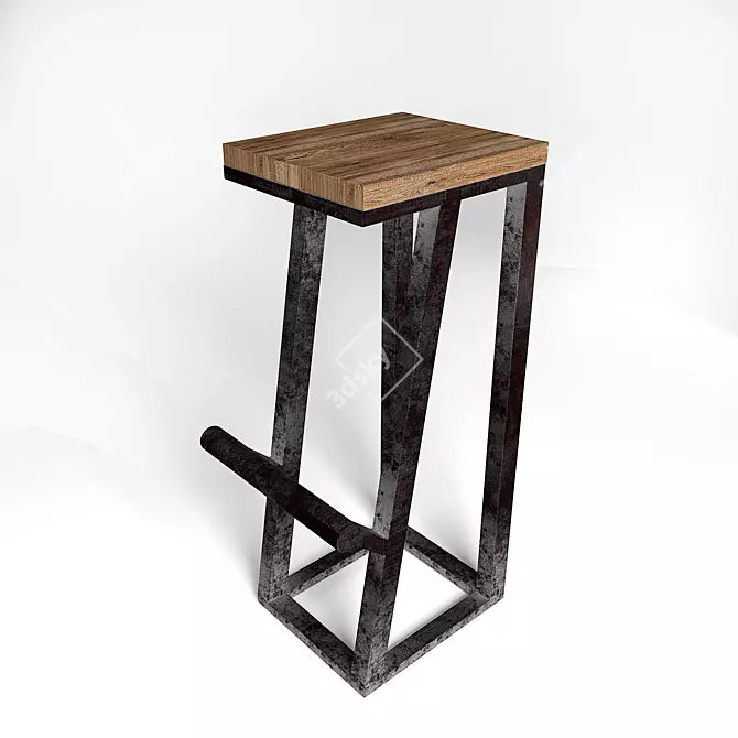 Industrial Loft Bar Stool Handmade 3D model image 1