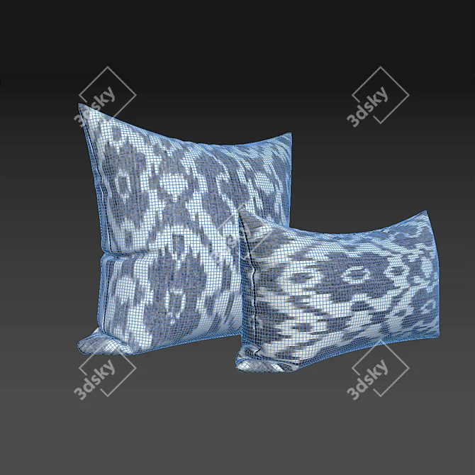 Decorative Ikat Throw Pillows 3D model image 2