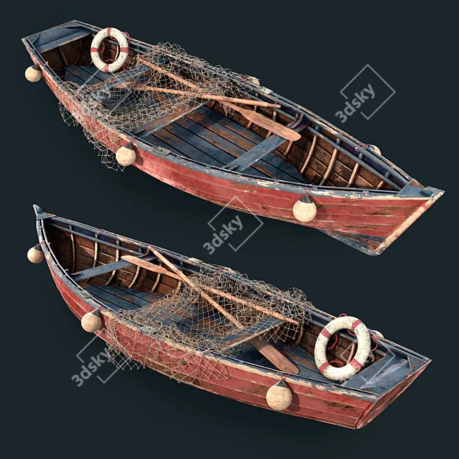 Vintage Fishing Boat 3D model image 2