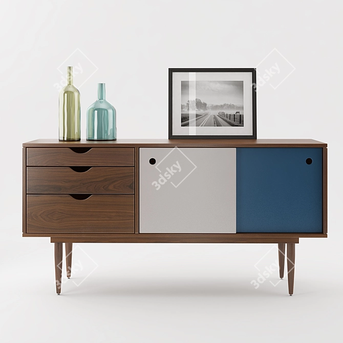 FIDAR: Stylish Rosewood Media Cabinet 3D model image 2