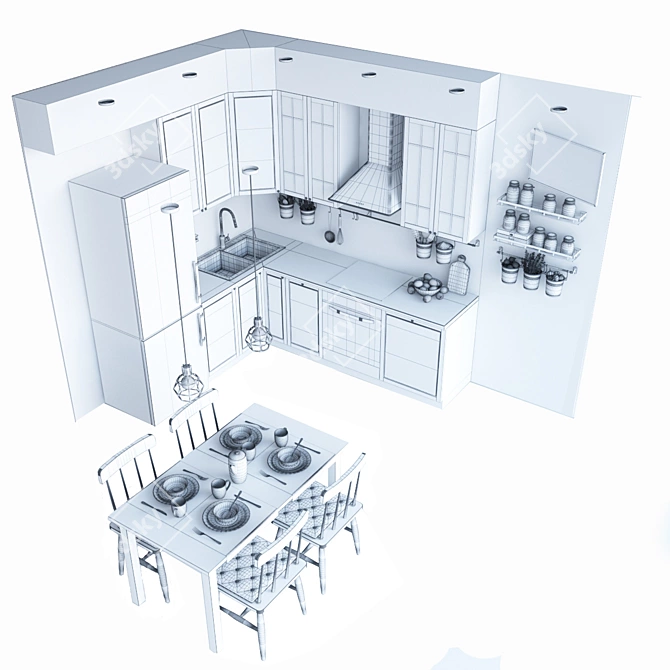 Scandi Kitchen System Setup 3D model image 3