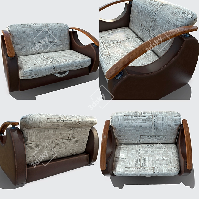 Vintage Newspaper Sofa | Stylish, PBR-textured Design 3D model image 2