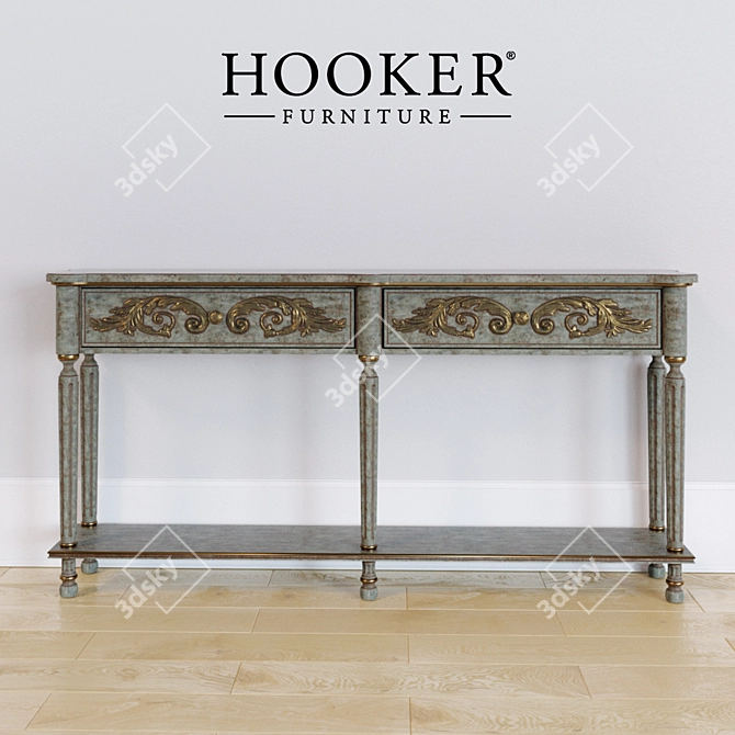 Opulent Gilded Console: Width182cm, Deep 30cm, Height 92cm 3D model image 1