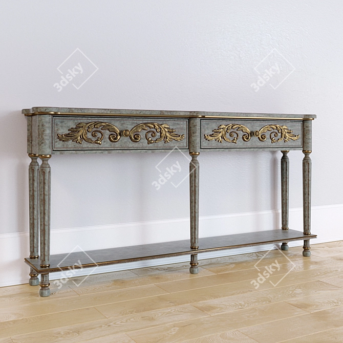 Opulent Gilded Console: Width182cm, Deep 30cm, Height 92cm 3D model image 2