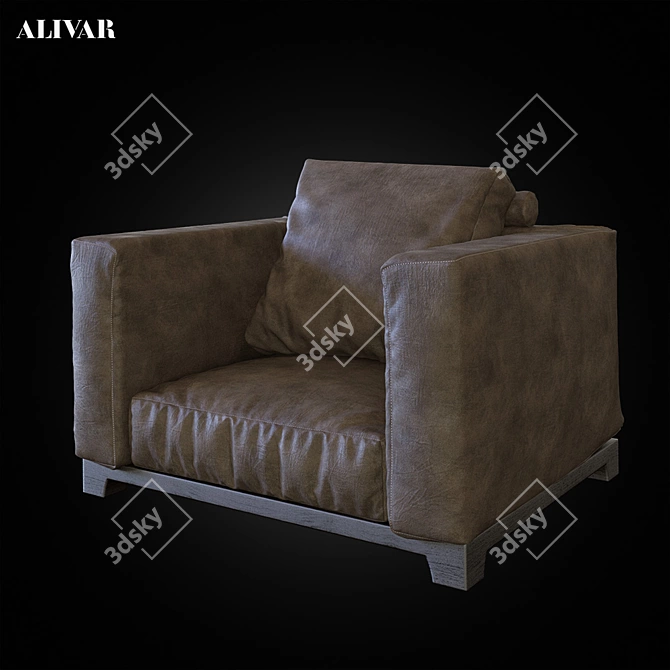 ALIVAR TAILOR Armchair: Timeless Elegance with Wood and Leather 3D model image 1