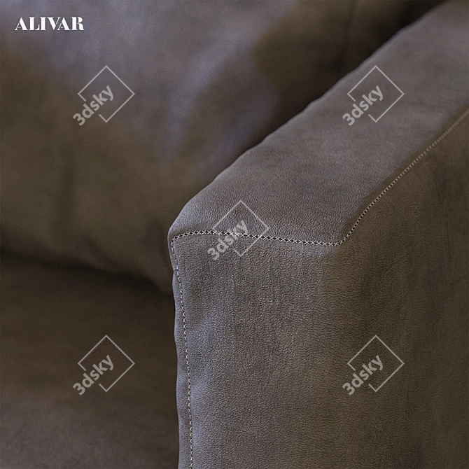 ALIVAR TAILOR Armchair: Timeless Elegance with Wood and Leather 3D model image 2