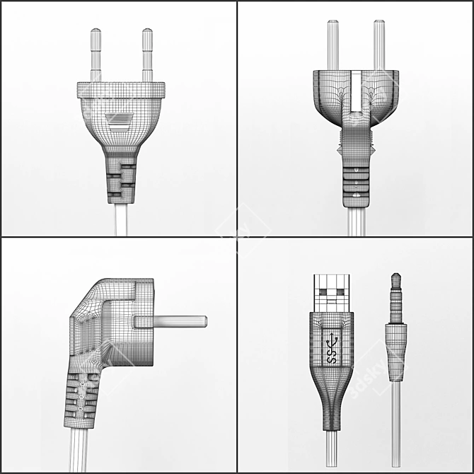 Versatile Electric Plug Set 3D model image 3